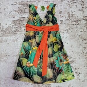 Anthropologie x Eva Franco "Oroya" Cactus Print Dress Size 2 Botanical Festival